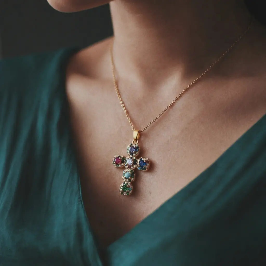 COLLIER CROIX MULTICOLORE Mavi collection