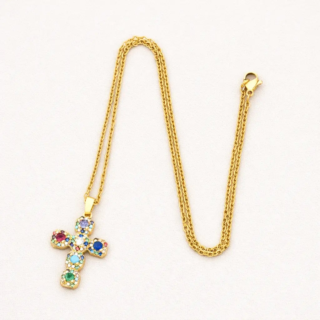 COLLIER CROIX MULTICOLORE Mavi collection