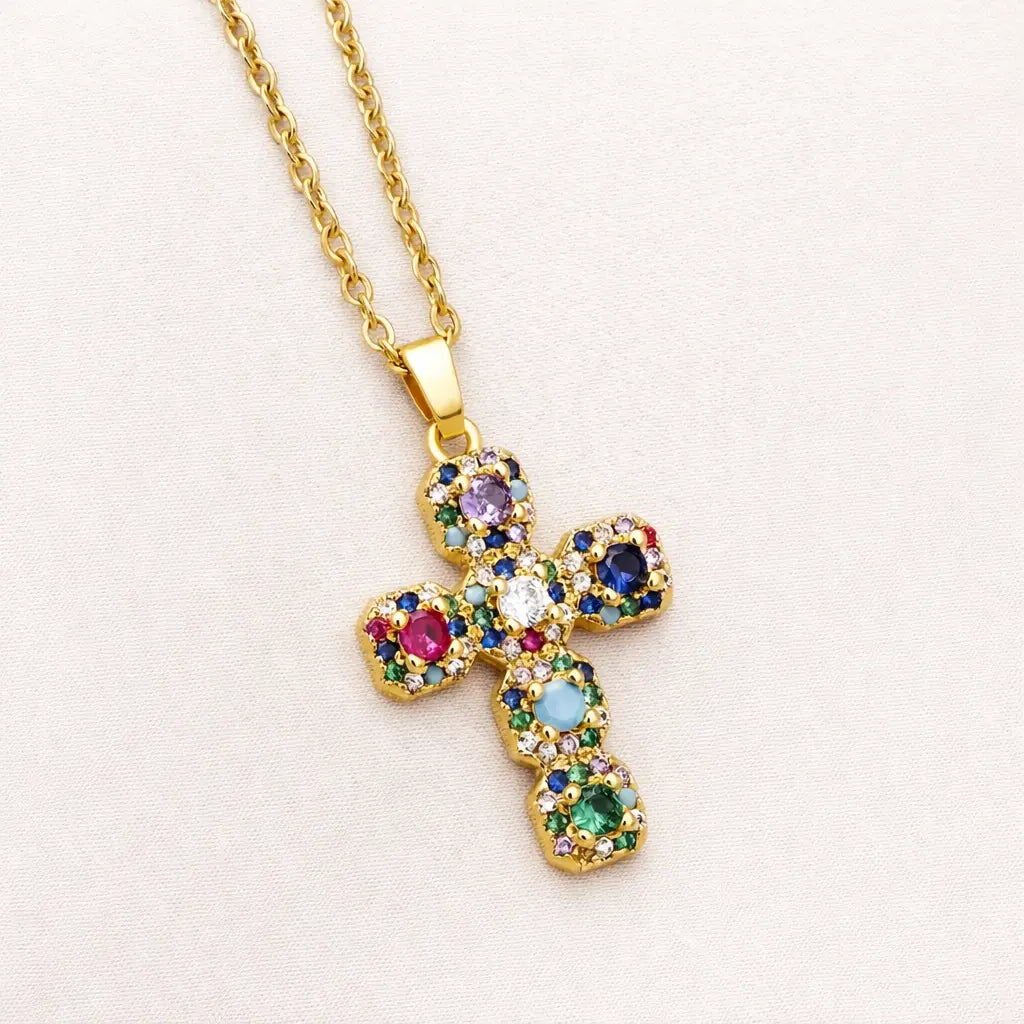 COLLIER CROIX MULTICOLORE Mavi collection